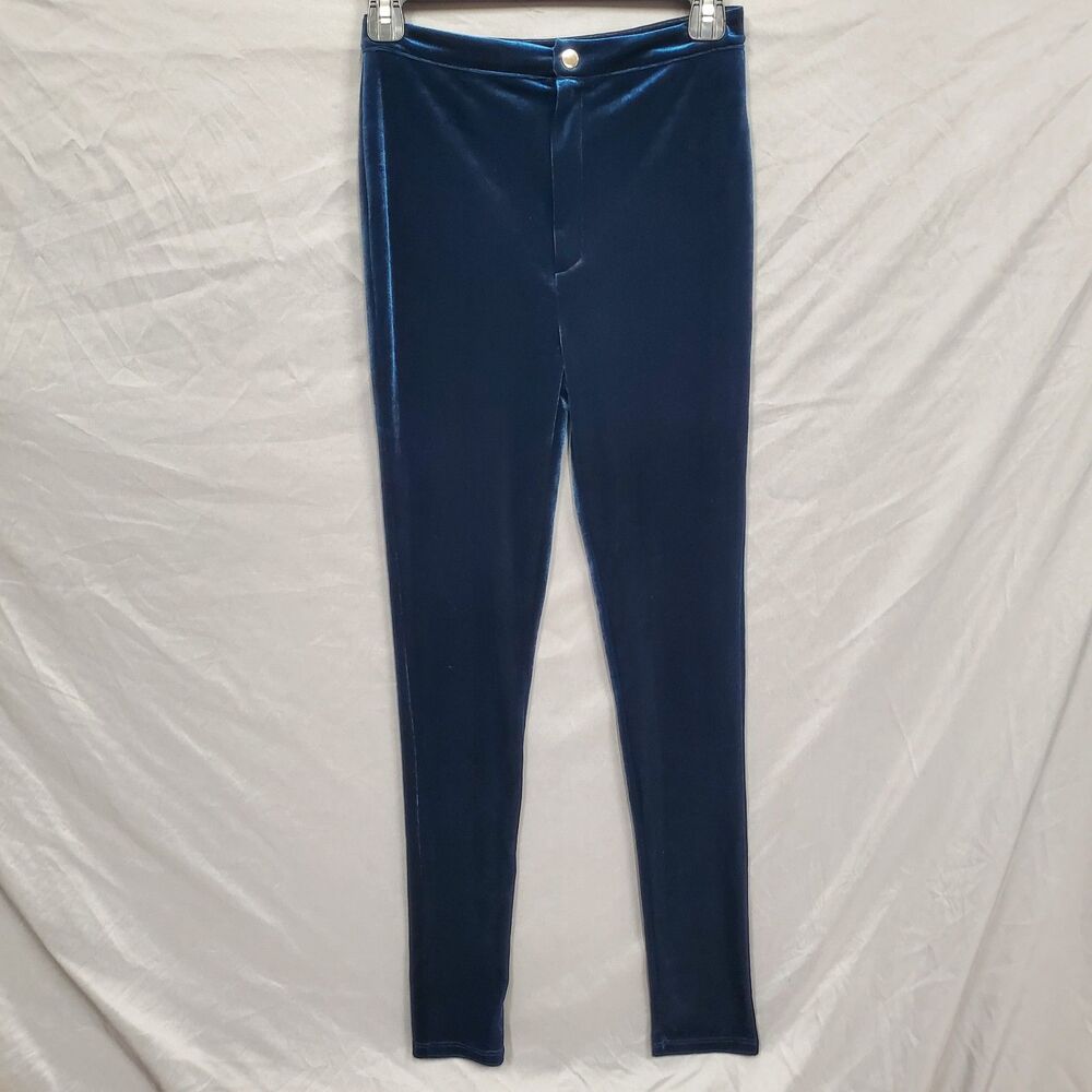 Forever 21 Dark Blue Green Crushed Velvet Pants Size Small